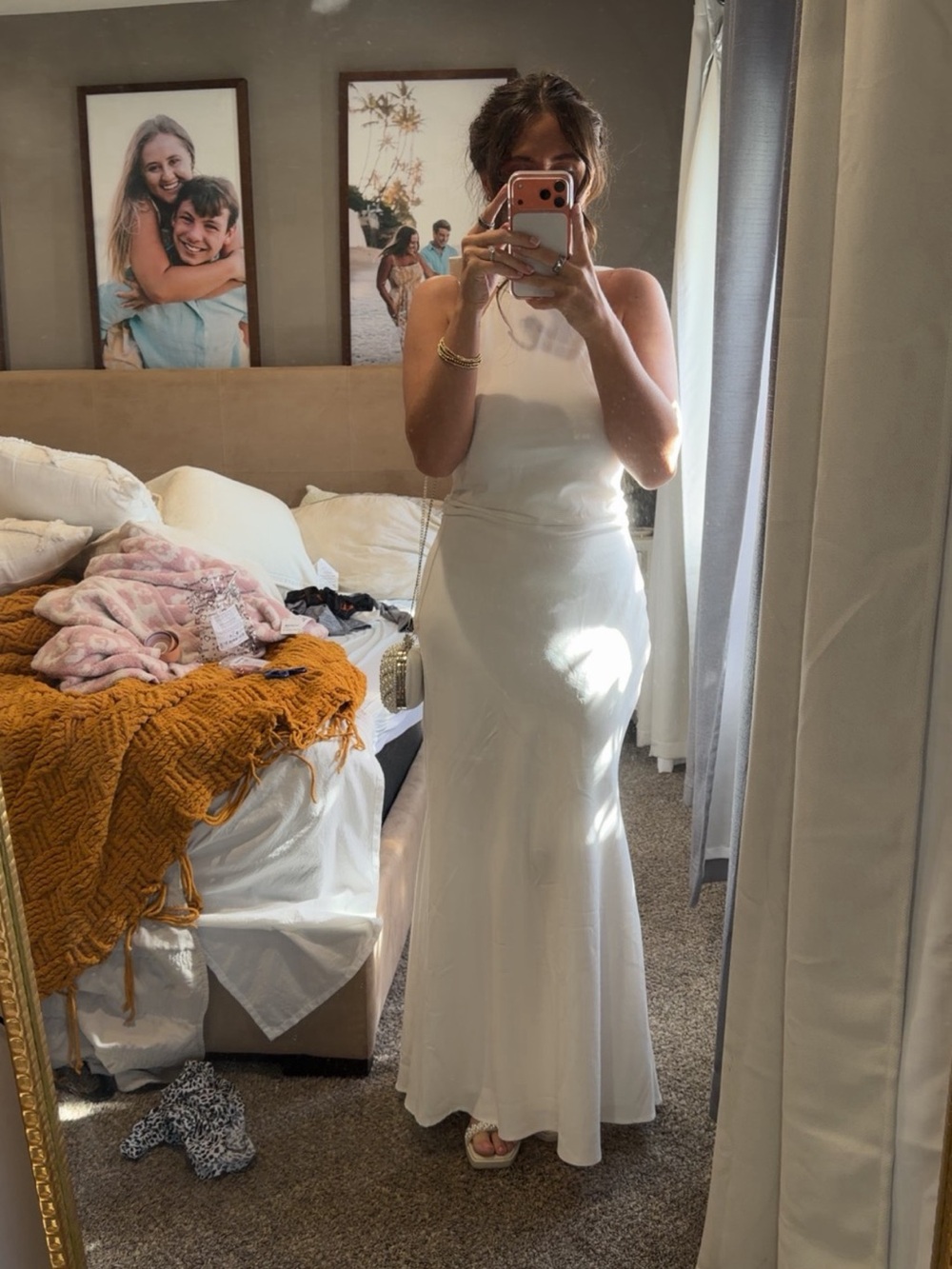 Elegant White Satin Slip Maxi Dress